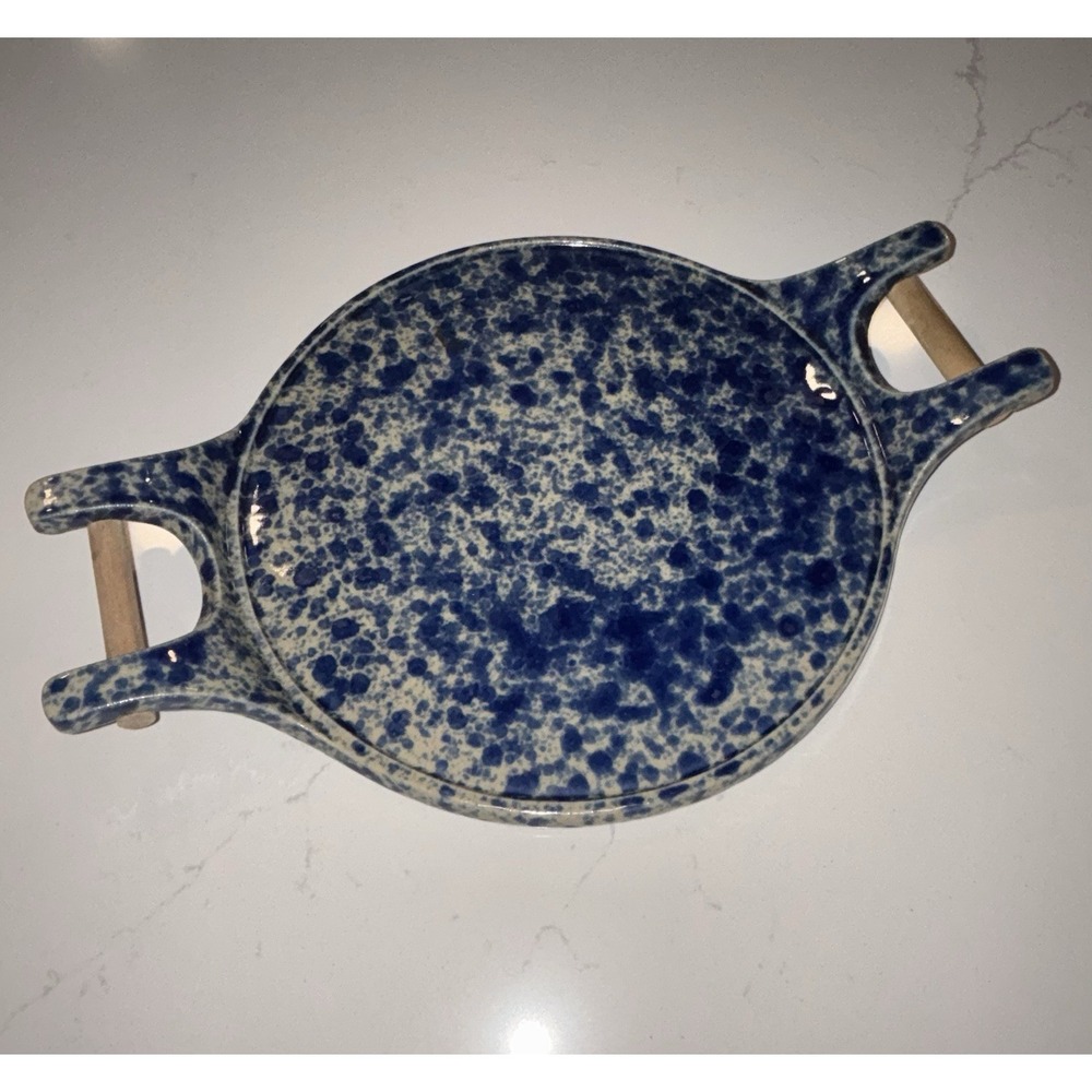 Bennington Potters Serving Tray or Trivet Blue Agate Glaze Pattern 1624 8.5" Dia